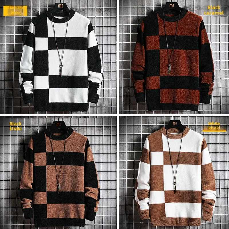 2020 new plain weave chenille round neck mens sweater fashionable casual knitted floral fashion thin neck topW240729