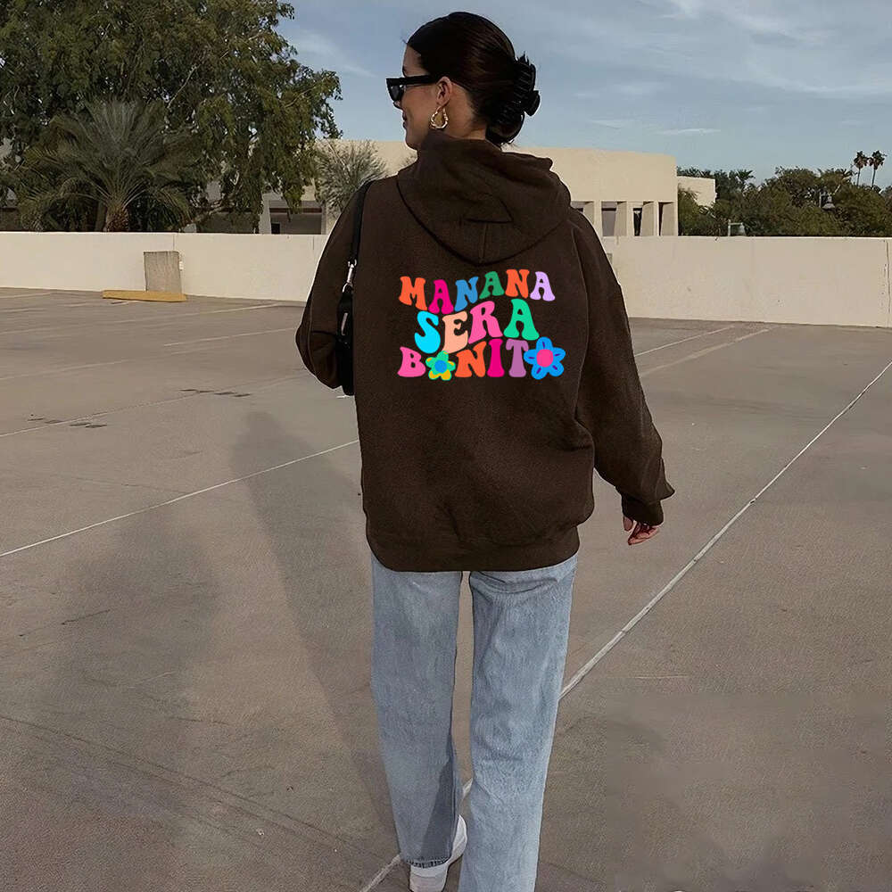 Sera Manana Bonito Letter Print Wpmen Hoodies Plus Size Sweatshirt Hip Hop Autumn Warm Female Pullover Korean Trend Sudaderas