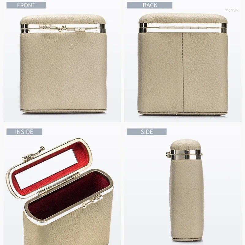 3 Cosmetic Bags Mini Portable Simple Leather Makeup Bag Mirror Storage Women Personal Use Small Lipstick Cases Cosmetics 4