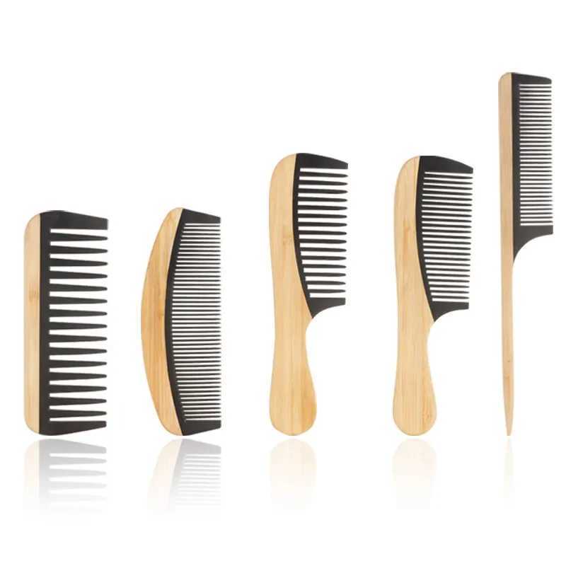 Natural bamboo and wood tail hair comb anti-static hair care health massage near tooth comb professional barber styling tool W240813
