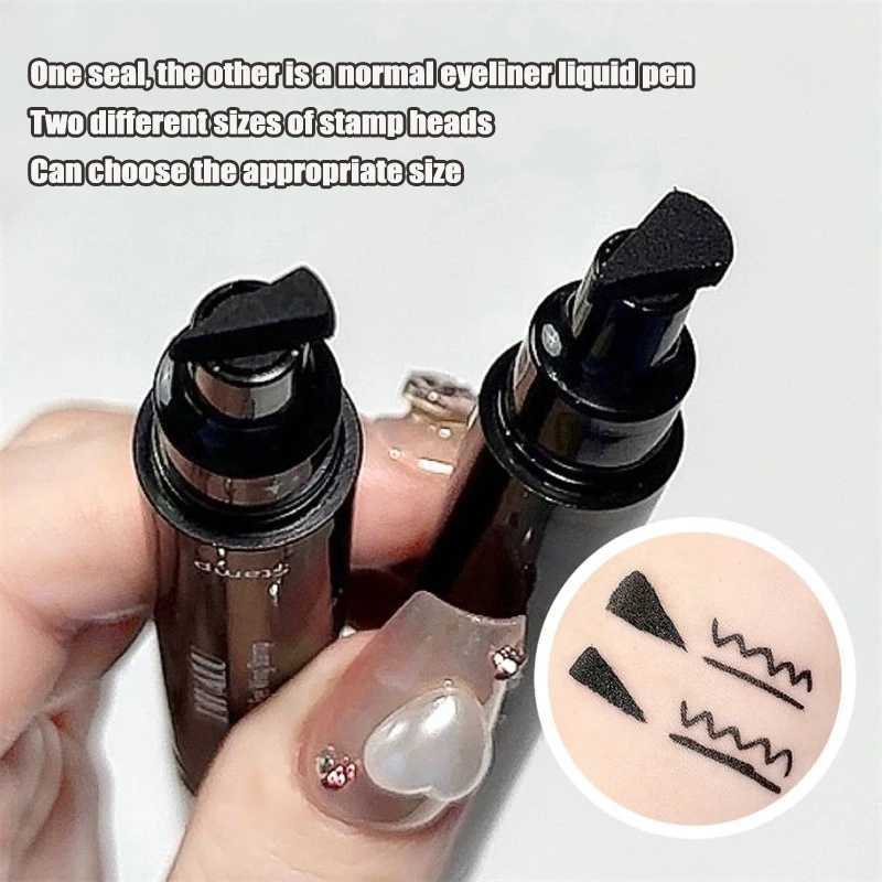 Black Double-ended Triangle Seal Eyeliner Pen Waterproof Lasting Non-smudge Quick-drying Stamp Liquid Eye Liner Pencil Cosmetic Y240813