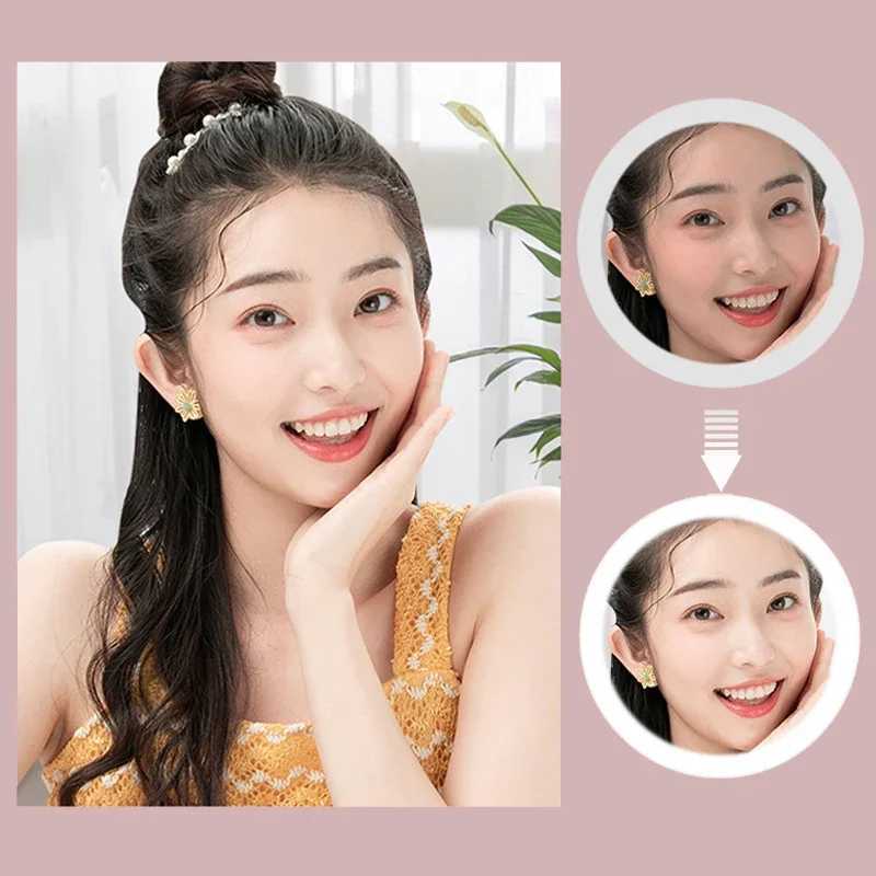 Mini LED illuminated makeup mirror round portable foldable compact mirror with light USB handheld makeup magnifying glass W240813