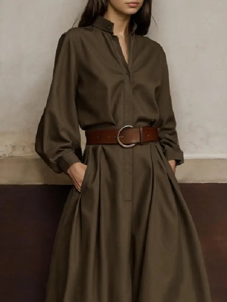 Freeacy Solid Color Loose Fit Jumpsuit V-neck Long Sleeves High Waisted One-piece Suit Spring and Summer Casual Women Clothes 240813