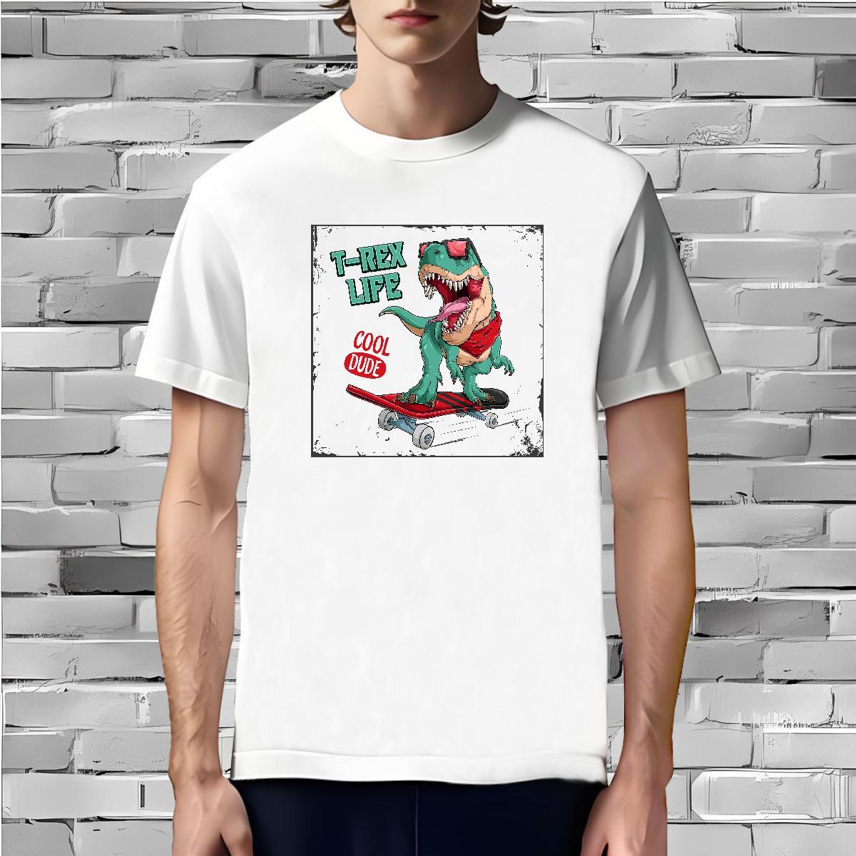 Designer T-Shirts dinosaur Breathable Soft Street Wear DIY Printed 230g 100% Cotton Men Tops Tees Classic Clothes