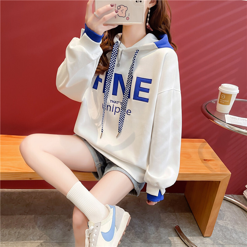 Back Pack Collar Spring and Autumn Color Contrasting Double Hooded Hoodie Coat for Women