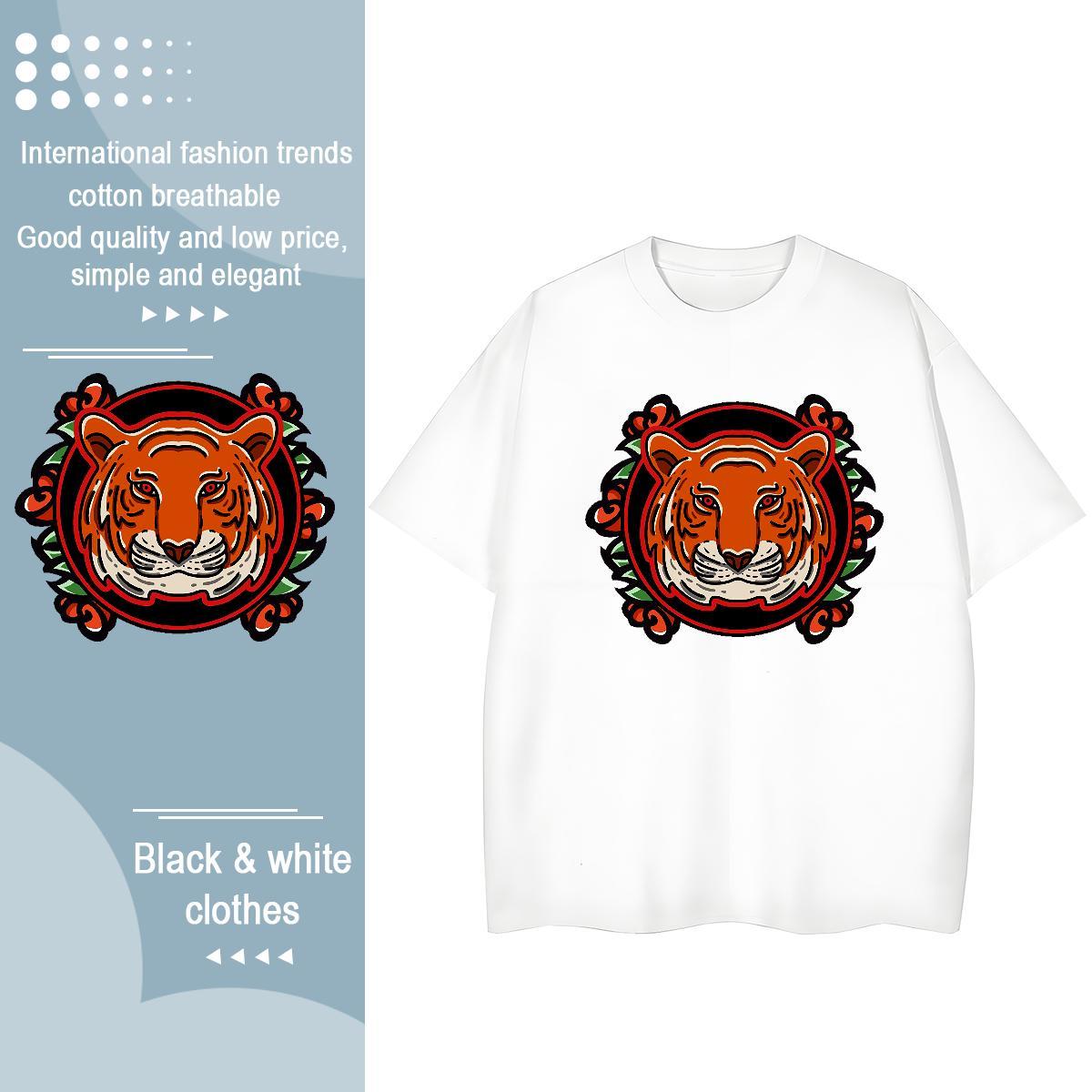 TOP Quality T Shirt For Man tiger Breathable Short Sleeve Anime Printing Street Custom Print Oversized 230g 100% Cotton Men Tshirts Free Shipping Tops