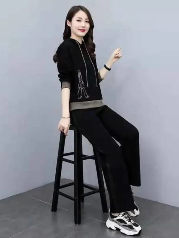 Spring Autumn Women Tracksuits 2 Piece Set Hoodies Pants Sportswear Suits Warm Ladies Girls Outdoor Jogging Hoodie Sets 240809