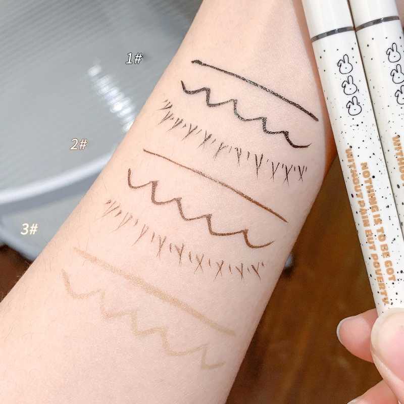 3 Colors Ultra Thin Silky Matte Liquid Eyeliner Pencil Waterproof Brighten Tea Brown Lying Silkworm Black Eyeliner Eye Makeup Y240813