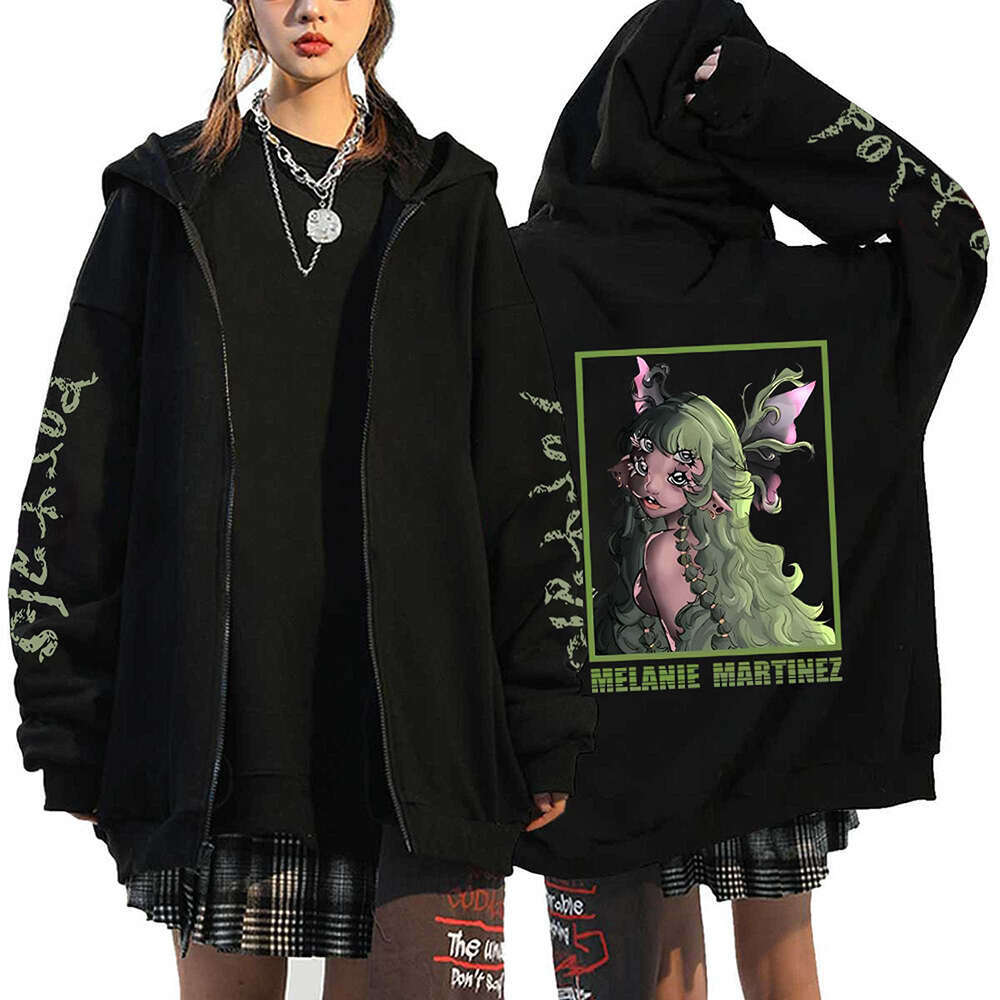 Martinez Melanie Cartoon Zipper Hooded Sweatshirts Hip Hop Y2K Streetwear Oversized Long Sleeves Fleece Coats Jackets Hoodies
