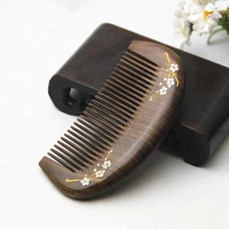 New portable wooden hair comb anti-static head massage comb pocket styling comb suitable for womens hair brushing hair styling accessories W240813