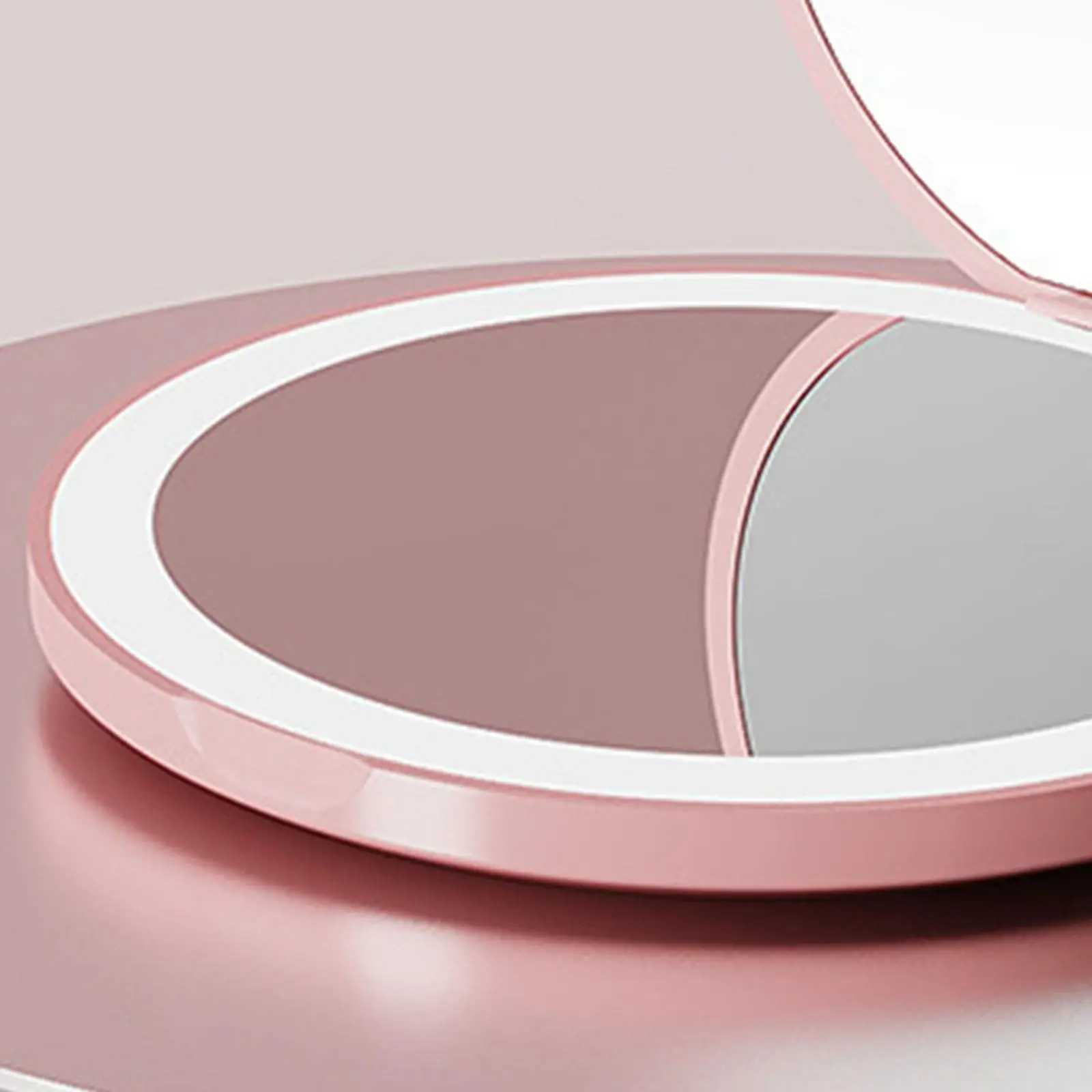 Travel Makeup Mirror Folding Handheld USB Charging Mini Makeup Mirror Sunlight Compact Mirror for Handbag Pocket Wallet Gifts W240813