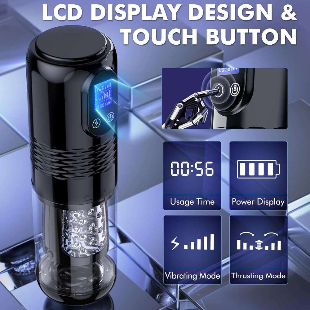 EORONE Men's Sex Toys - Men's Sex Toys Adult Toys, 10 Vibration and 6 Push, Men's Sex Toys Pocket Cat LCD Display, 3D Sleeve