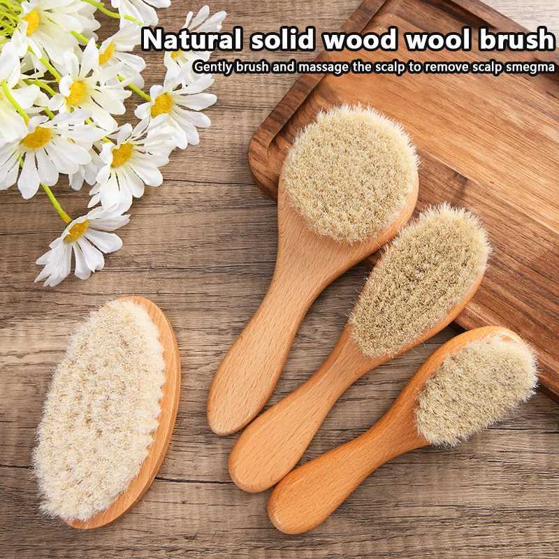 Wooden handle baby brush baby brush newborn brush baby hair comb massager W240813
