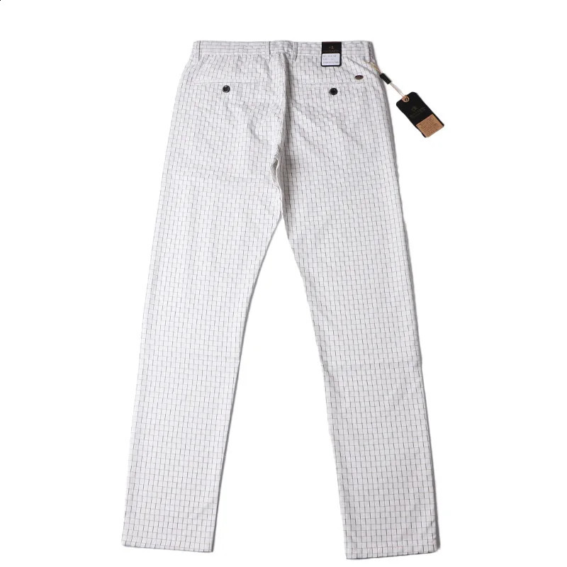 Thin Summer Plaid Pants Men Straight Skinny Korea Style Clothes Men Pants White Office Dress Trousers for Male 240824