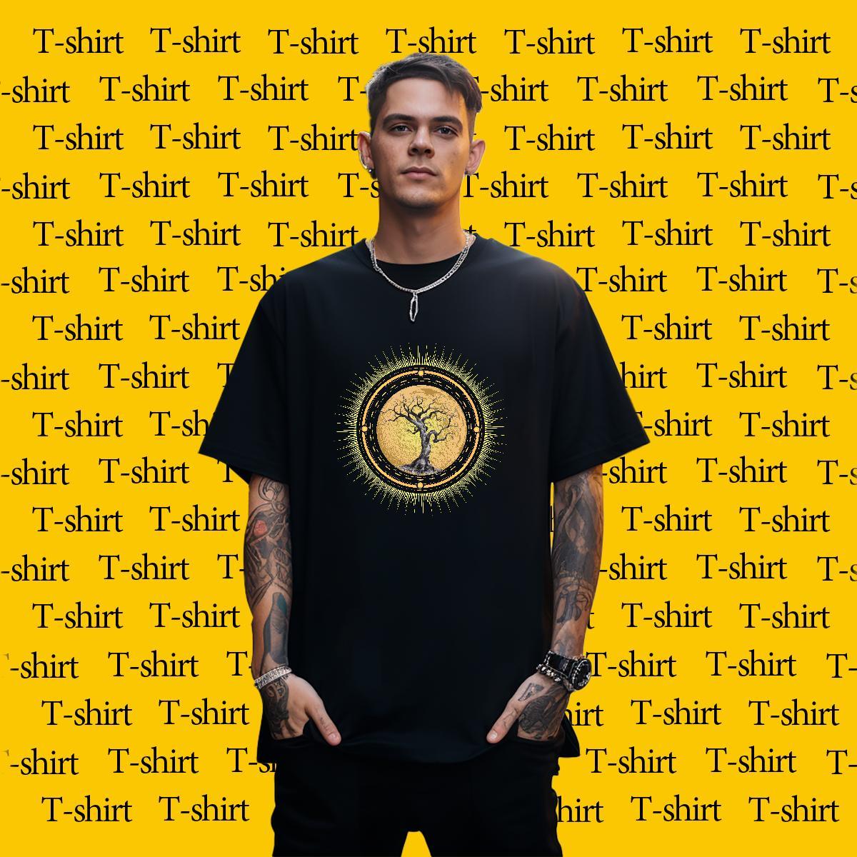 Mens T Shirts 100% Cotton 230g tree Spring Summer Crew Neck Black White Men Tops Tees Designer Fashion Unisex Tee Shirt