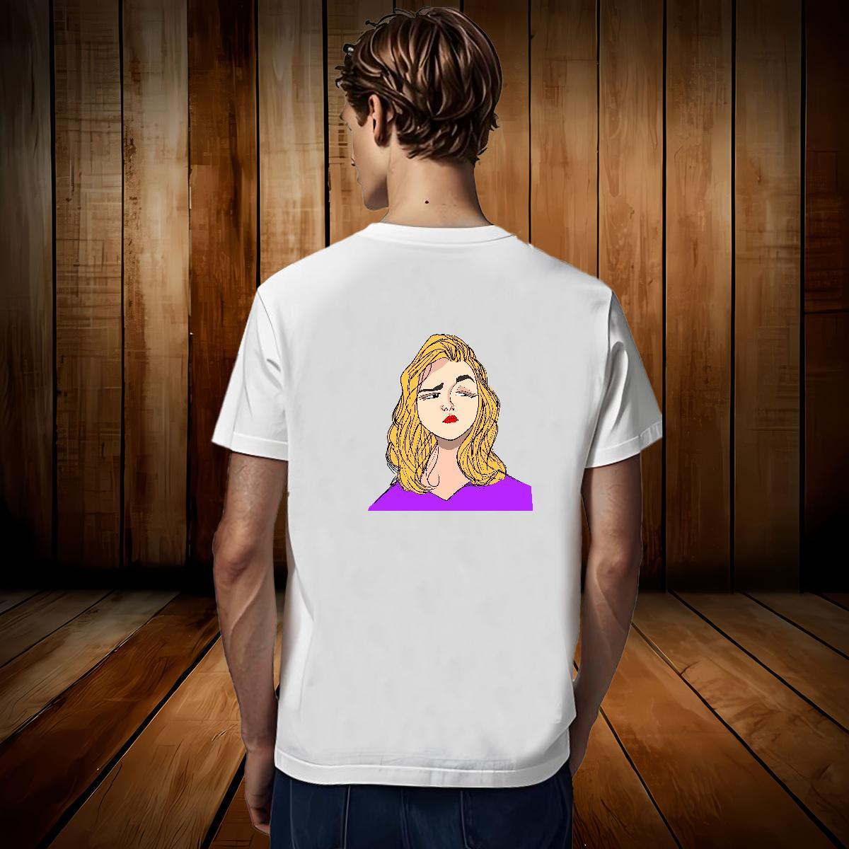 Men T Shirts 230g 100% Cotton portrait High Street Hip Hop Short Sleeve O-Neck Custom Anime Men Tops Tees Free Shipping Wholesale Tops Shirt