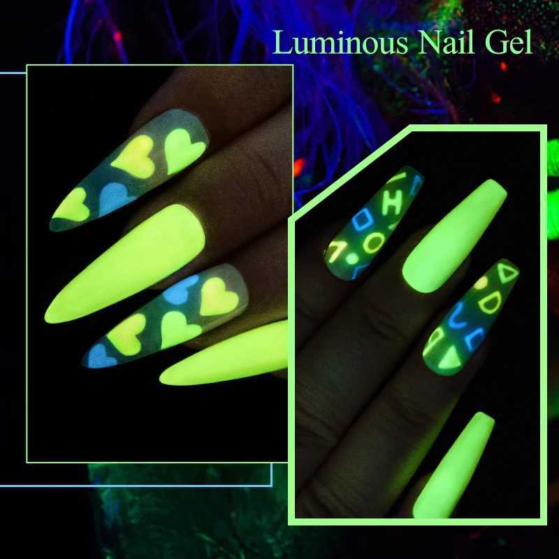 MEET ACROSS 7ml Luminous Gel Nail Polish Macaron Summer Candy Hot Colors Neon Glow-in-dark Soak Off UV LED Gel Varnish Nail ArtM240814