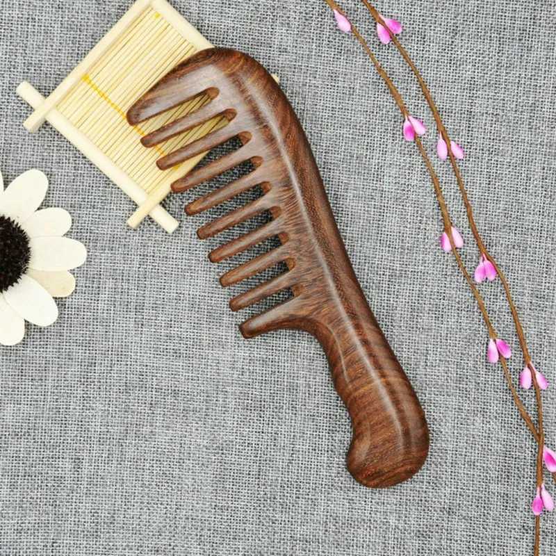 Hawthorn wood wide tooth comb curly hair portable fur tooth wood comb hair massage tool W240813