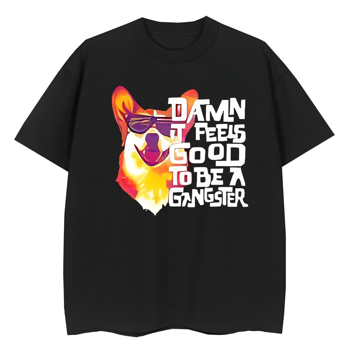 Loose Fit T-Shirts dog Breathable Crew Neck Anime Printing Street Cartoon Print 230g 100% Cotton Men Tees Fashion Polos