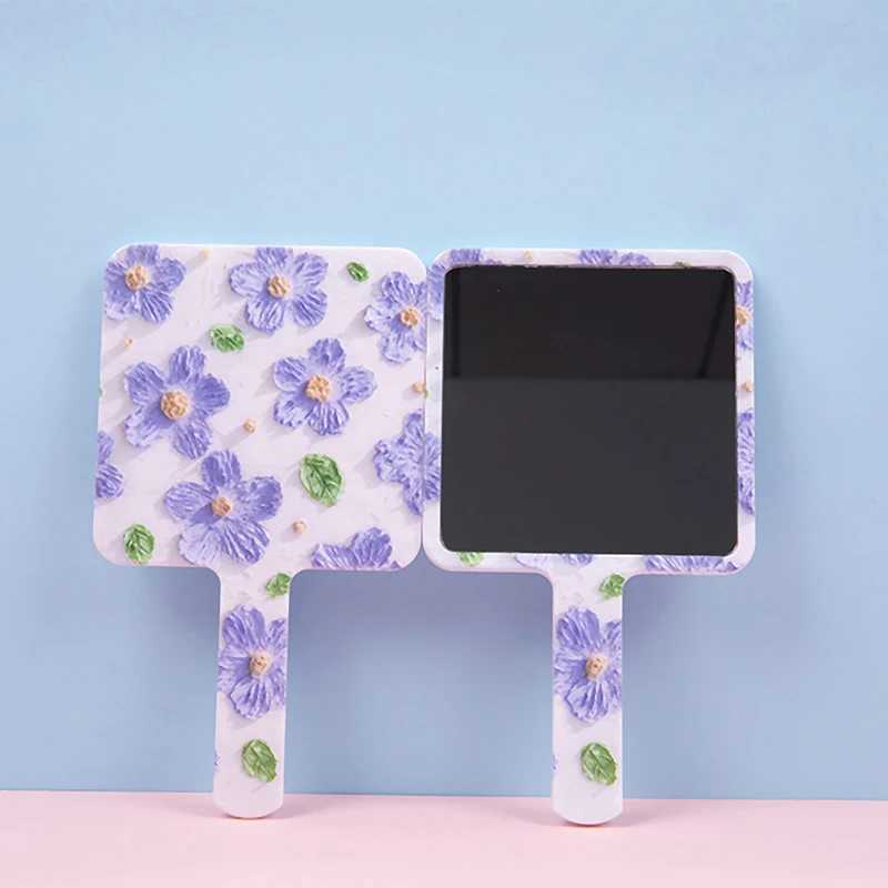 Used for eyelash extension handheld makeup mirror small mirror square mirror with handle design hand mirror compact mirror for SPA salons W240813