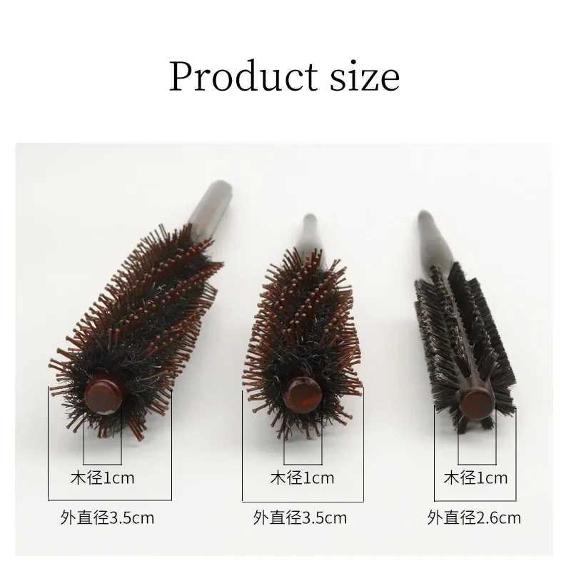 Type 3 anti-static bristle brush with wooden handle small circular brush blow dry styling brush curly hair comb W240813