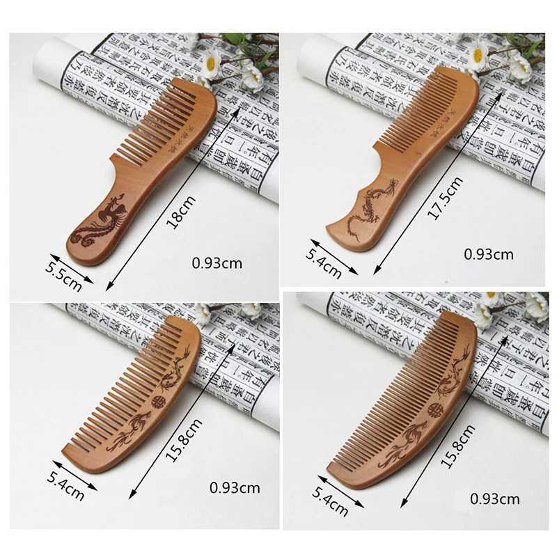 1 anti-static head massage hair care woodworking tools beauty accessories natural peach wood comb closure teeth W240813