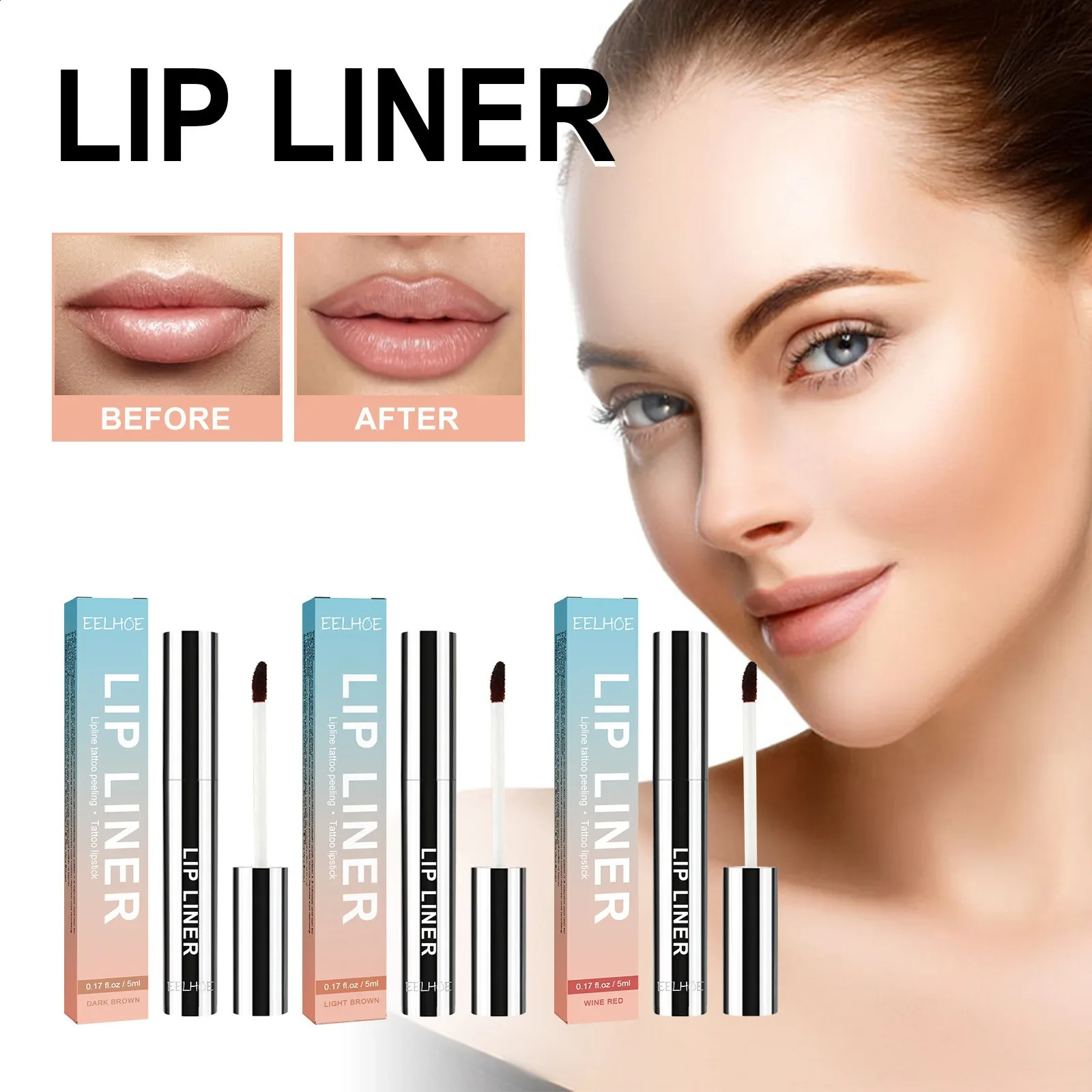 3 Colors Peel Off Lip Liner Tattoo Waterproof Long Lasting Matte Non-Stick Cup Lip Tint Sexy Red Contour Lips Make Up Cosmetics 240814