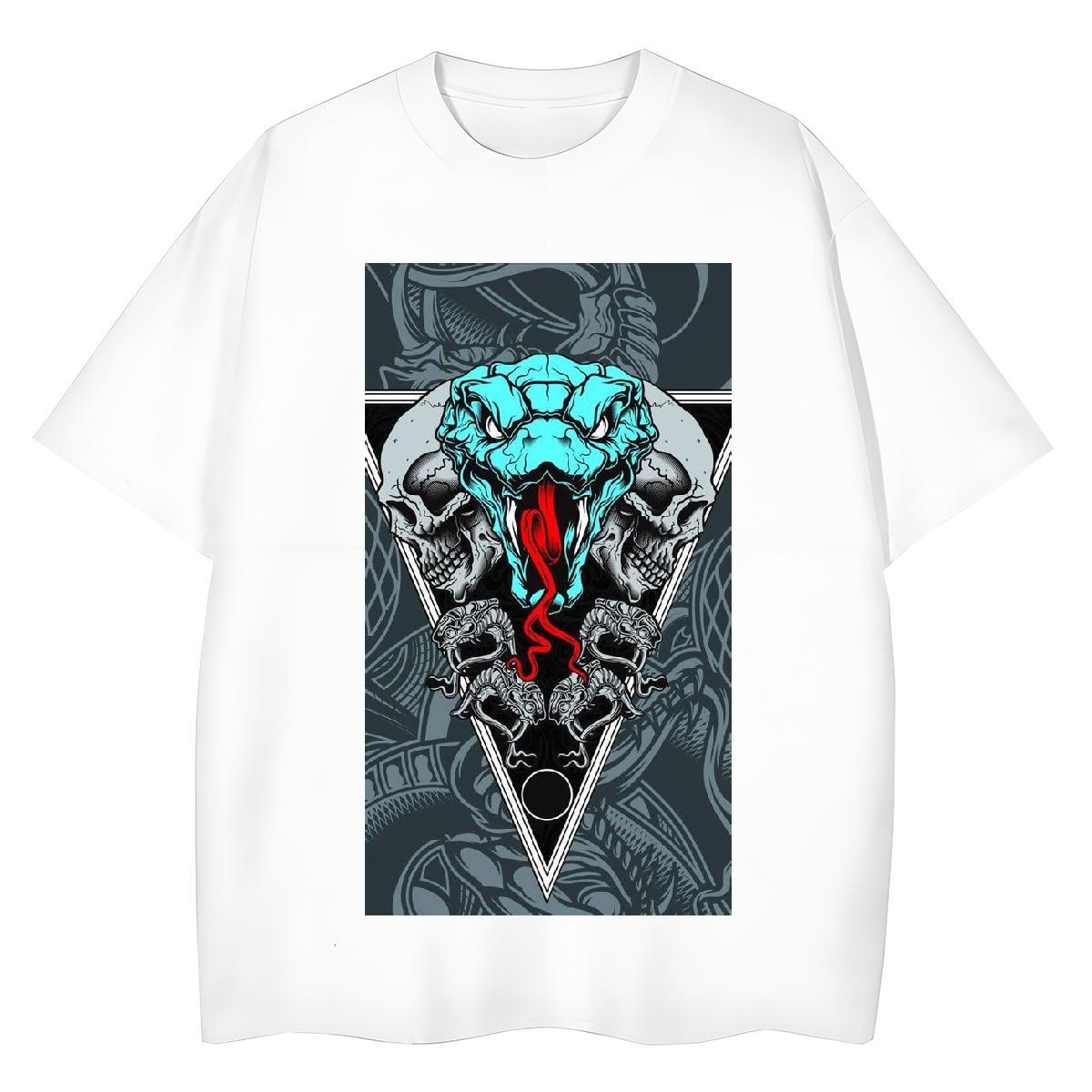 Comfortable T-Shirts for Men snake Short Sleeve Soft Street White Plus Size 230g Cotton Mens Tshirts Fashion Tops Tees