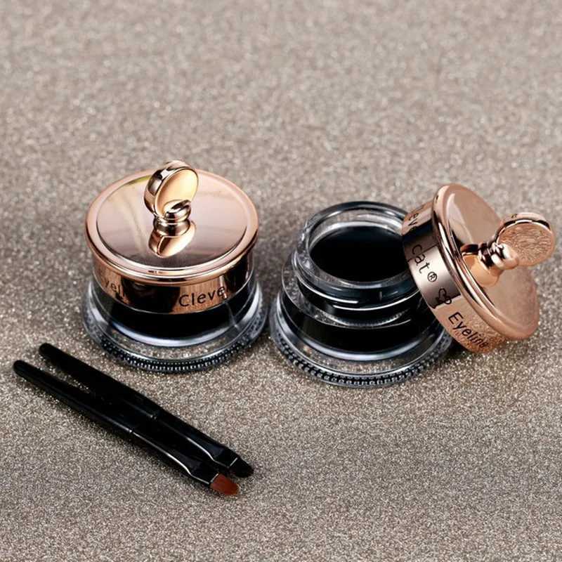 Makeup Set Long Lasting 1pcs Eye Liner Gel + 1pcs Make Up Brush Waterproof Black Eyeliner Crayon Yeux New Y240813