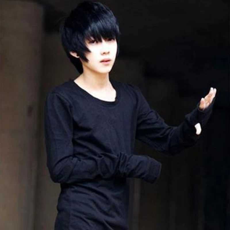 Spring Korean version of the new fashion mens clothing even gloves round neck long-sleeved T-shirt thick large size bottoming sM240814