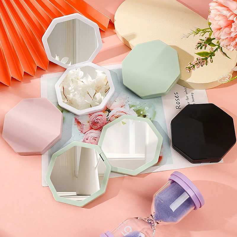 Handheld makeup mirror double-sided mini hexagonal mirror portable pocket folding makeup mirror used for travel beauty cosmetics tools W240813