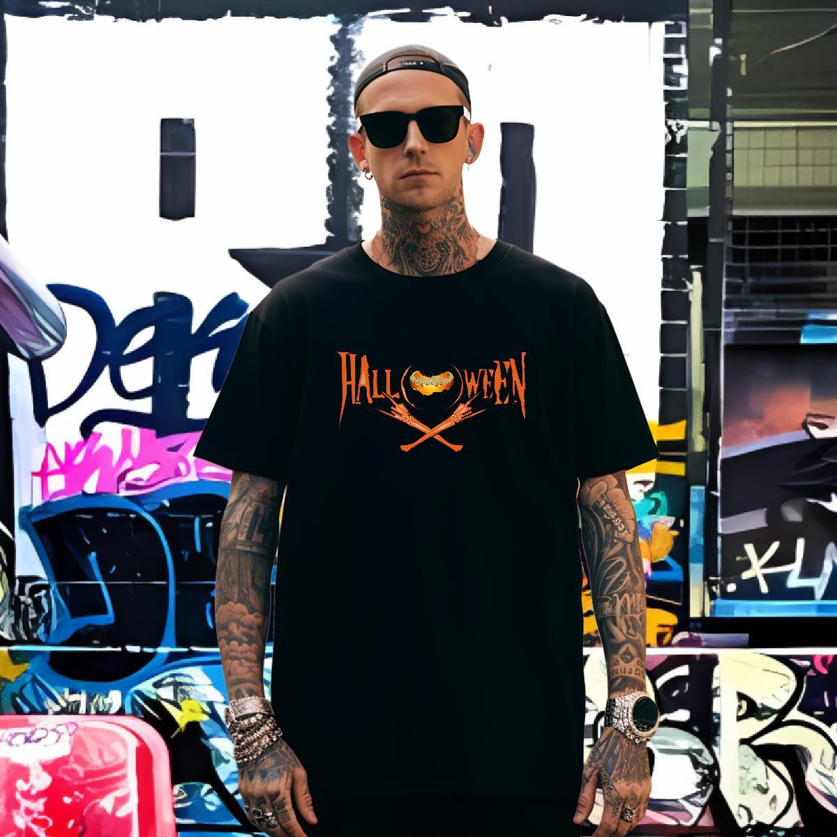 Designer T-Shirts halloween Breathable Short Sleeve Summer Casual DIY Printed 100% Cotton 230g Couples T Shirts Fashion Clothes