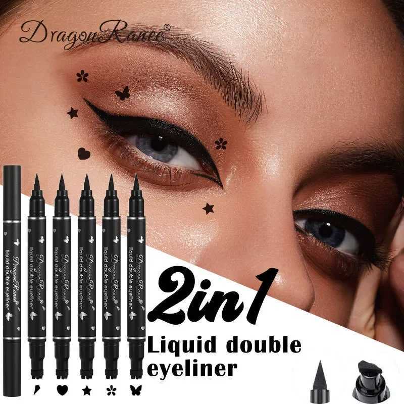 Double-ended Black Liquid Eyeliner Pencil Star Butterfly Heart Stamp Liner Pen 2 In1 Waterproof Fast Dry Eyes Makeup Cosmetics Y240813