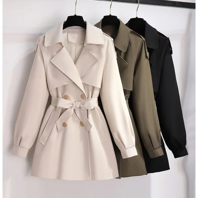 Short Windbreakers Coats Womens Outwear Spring Autumn 2024 Fashion Loose Beautiful Single-Breasted Belt Chic Trench Coat 240813