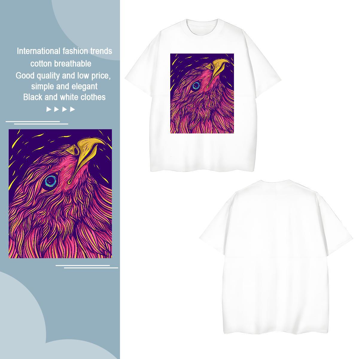 Wholesale T-Shirts eagle Breathable Anime Printing Street Skull 230g 100% Cotton Couples T Shirts 2024 New Tees