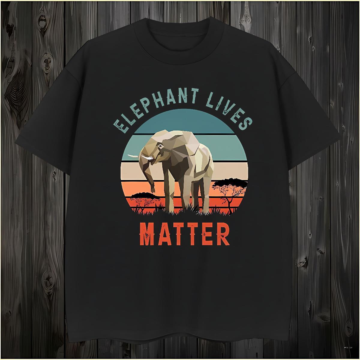 Unisex T-Shirts for Men Elephant O Neck Short Sleeves Street Wear DIY Printed 100% Cotton 230g Tshirts 2024 Summer Tops Tees