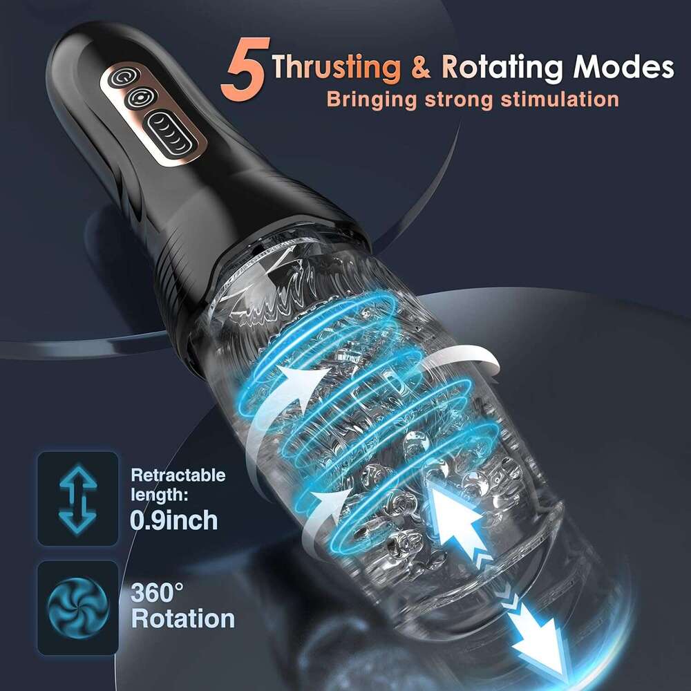 Automatic male se, Uofile male se, with 5 thrust rotations and 10 vibration modes, adult toy, men's machine, electric pocket, genital male massag