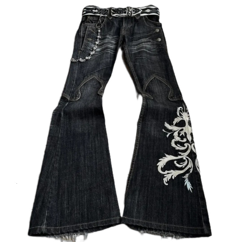 Harajuku Old Slim Black Jeans Summer Street Hip Hop Punk Mens and Womens Casual Y2K Micro Flash Tear 240813