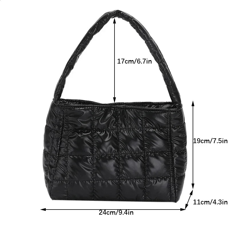 Winter Cotton Womens Handbag Large Capacity Casual Tote Shoulder Bags Soft Handbags Ladies Underarm Bag Purses and 240813