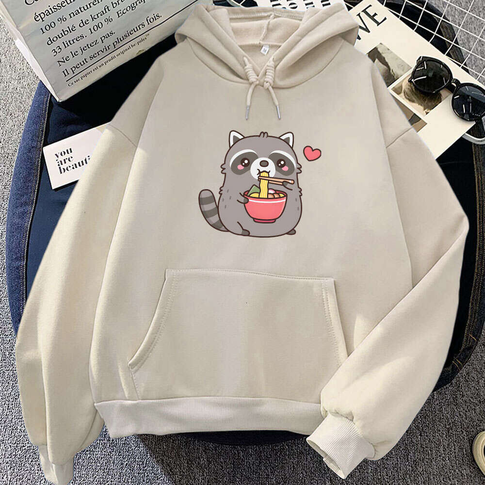 Eating Raccoon Ramen Cute Cartoons Graphic Printed Hooded Men Women Hoodies Plus Size Sweatshirt Personality Unisex Pullover