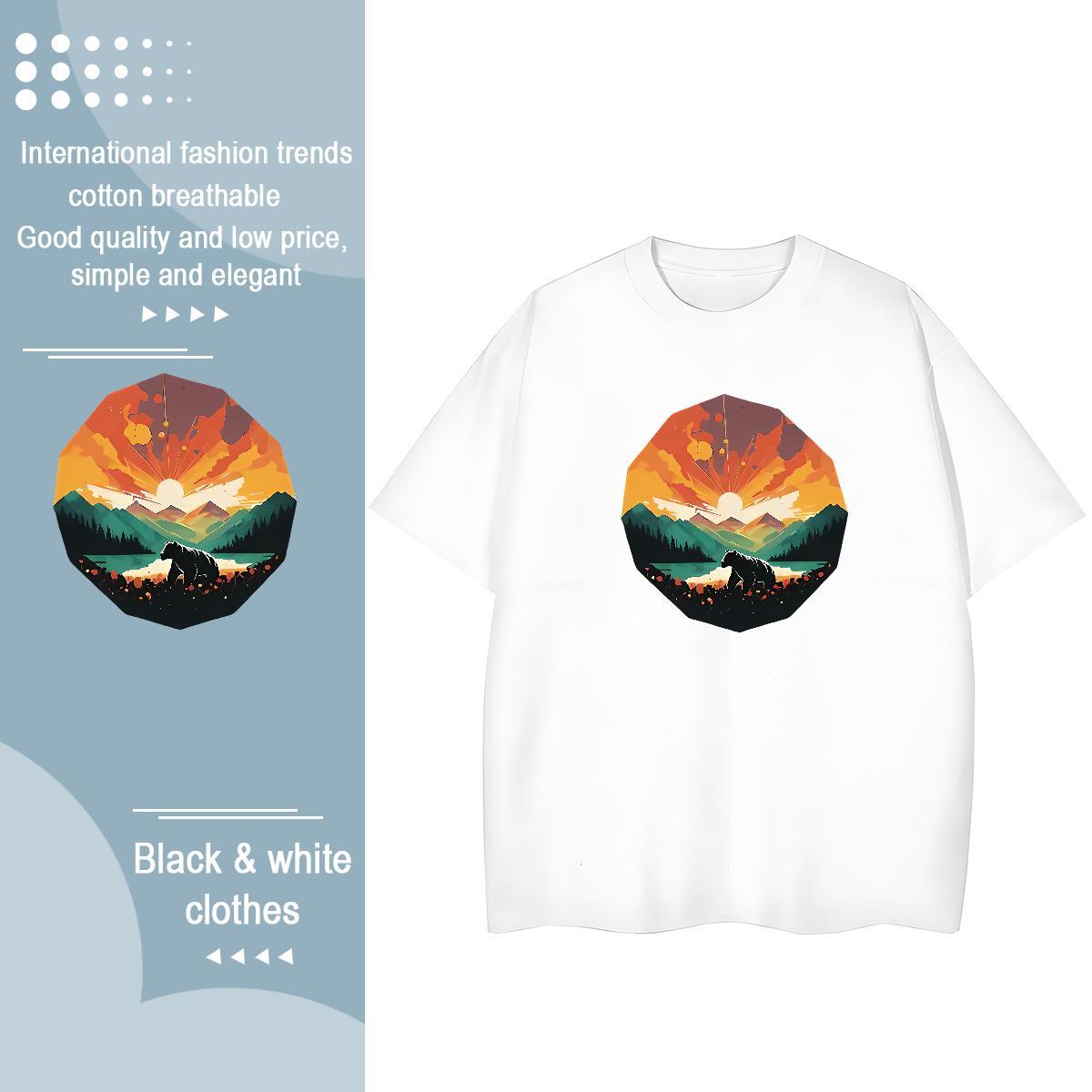 Comfortable T-Shirts bear Crew Neck Casual Beach White Plus Size 230g Pure Cotton Men Tshirts Stylist Tops Tees