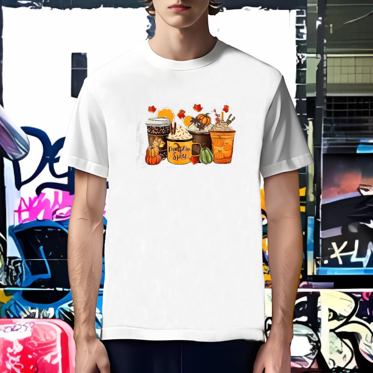Cool T Shirt For Man pumpkin Crew Neck Spring Summer Oversized 3XL 4XL 100% Cotton 230g Men Tshirts New Arrival Tees Shirts