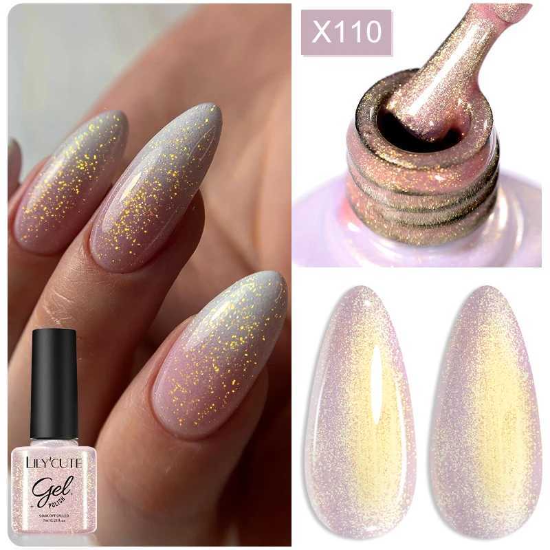 LILYCUTE 7ml Sparkling Red Gel Nail Polish Glitter Sequins Nail Gel Varnishes Semi-permanent Soak Off UV LED Nail Art ManicureM240814