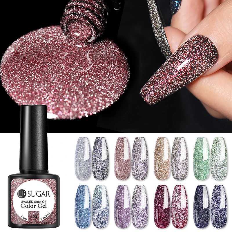 UR SUGAR 7.5ml Reflective Glitter Gel Nail Polish Rose Gold Silver Colors Shiny Effect Varnish Hybird Nail Polish For Nail ArtM240814