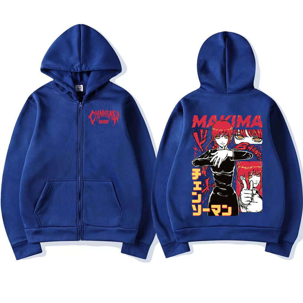 Anime Japan Chainsaw Man Hooded Makima Funny Print Men Women Zip Up Hoodies Plus Size Sweatshirt Haruku Warm Zipper Jacket per
