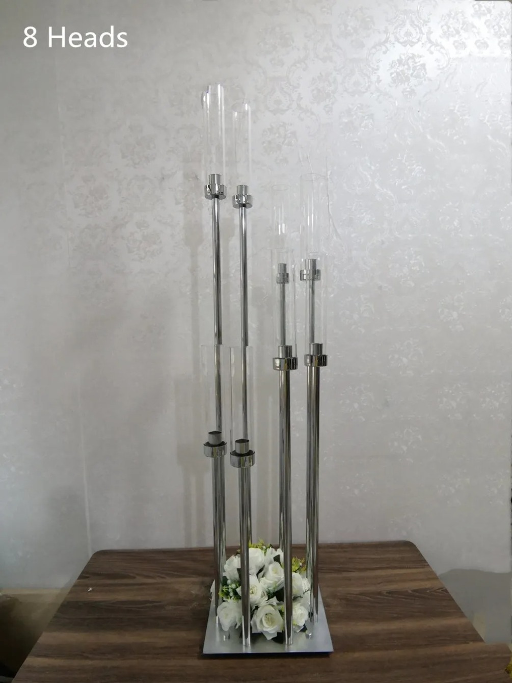 8 Heads Metal Candelabra Candle Holders Road Lead Table Centerpiece Gold Candelabrum Stand Pillar Candlestick H260310