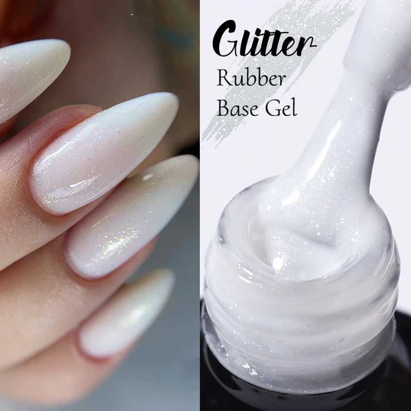 UR SUGAR 7ml White Glitter Rubber Base Gel Nails Shining Glitter Semi Permanent Soak Off UV LED Varnish All for ManicureM240814