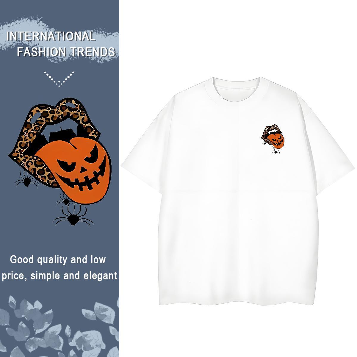 T Shirt For Man 230g Cotton halloween Spring Summer Round Neck Short Sleeve Cartoon Print Men Tees Designer Loose Clothes
