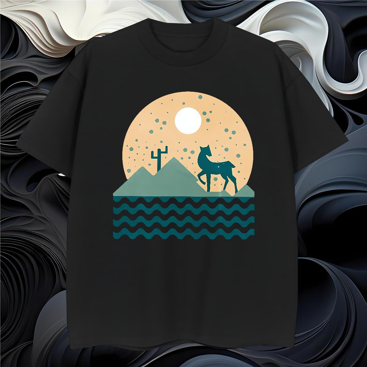 Brand Man T Shirts Deer Short Sleeve Soft Casual Daily Wear Cartoon Print 100% Cotton 230g Couples T Shirts Free Shipping Tees