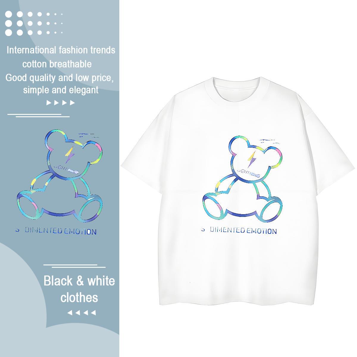 Brand T shirt bear Short Sleeve Soft Summer Casual Anime 100% Cotton 230g Mens Tshirts Fashion Tops
